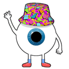 eyeball wearing a hat